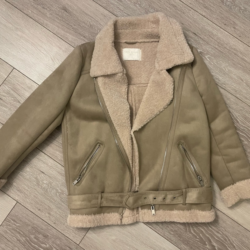 Zara double faced oversized sherpa jacket